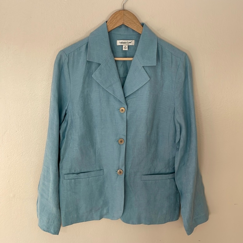 Coldwater Creek Light Blue Linen-Blend Blazer